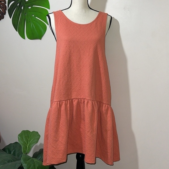 Free People Easy Street Cootton Blend Mini Dress in Coral size Medium - Picture 6 of 12